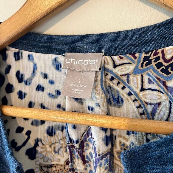 Chico’s Cardigan Leopard print paisley Size 1 women’s  medium sweater winter swe - Picture 7 of 7